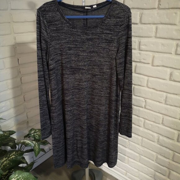 Gap Ladies Size Medium Long Sleeve Lightweight Navy & Grey Tweed Dress - Picture 1 of 7